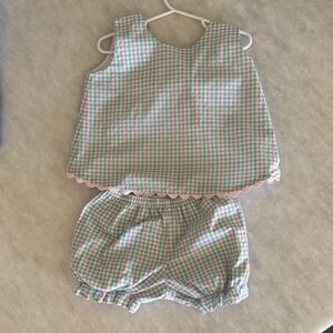 The Beaufort Bonnet Company Pink and Green Gingham Kids Matching Set